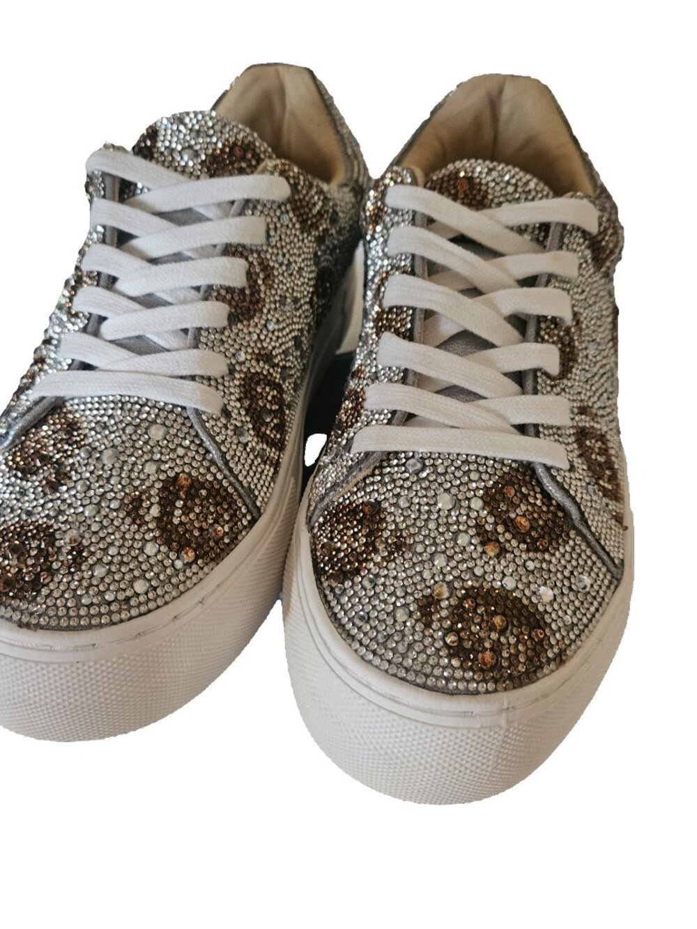 Betsey Johnson Sidny Silver Football Rhinestone Platform Sneakers | Women’s 8 - Picture 4 of 8